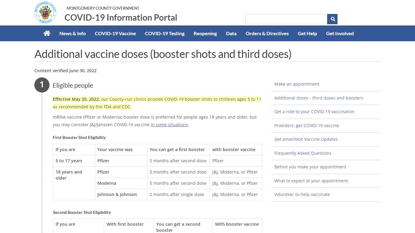 Additional vaccine doses (booster shots and third doses) - Montgomery ...